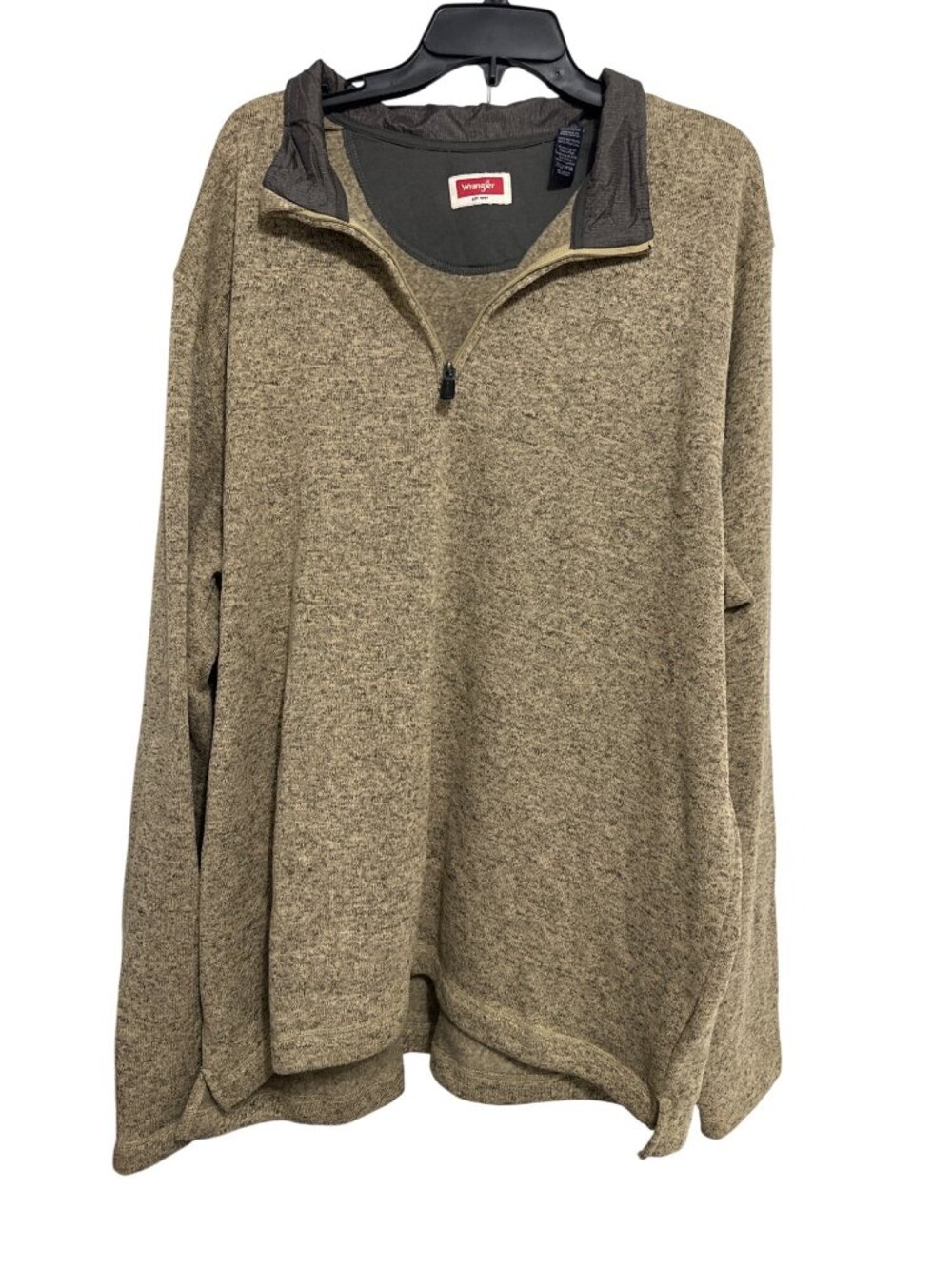 Wrangler Mens 2XT Brown Quarter-Zip Pullover Sweater Polyester Long Sleeve